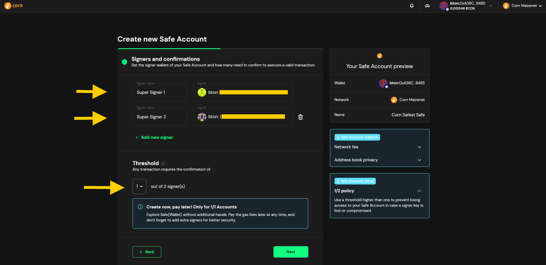 Safe Configure Signers and Threshold