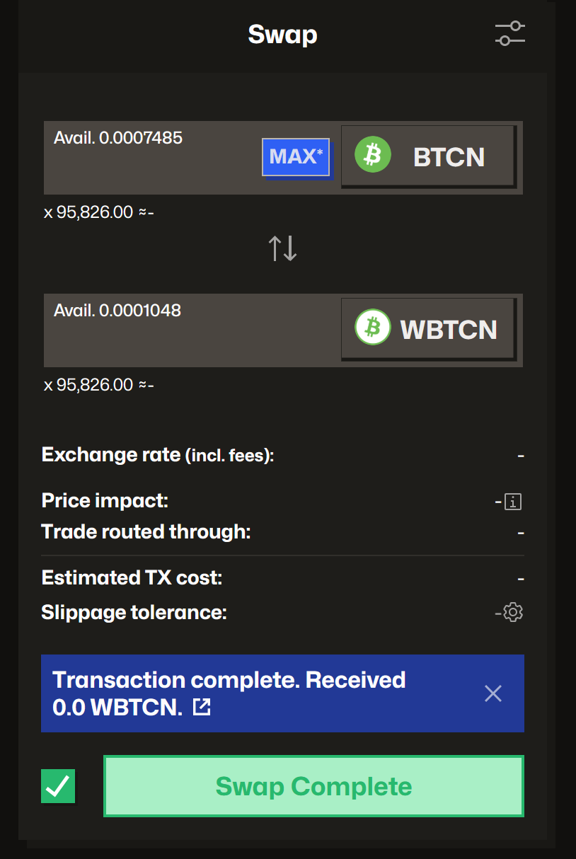 Wrap BTCN on Curve 3